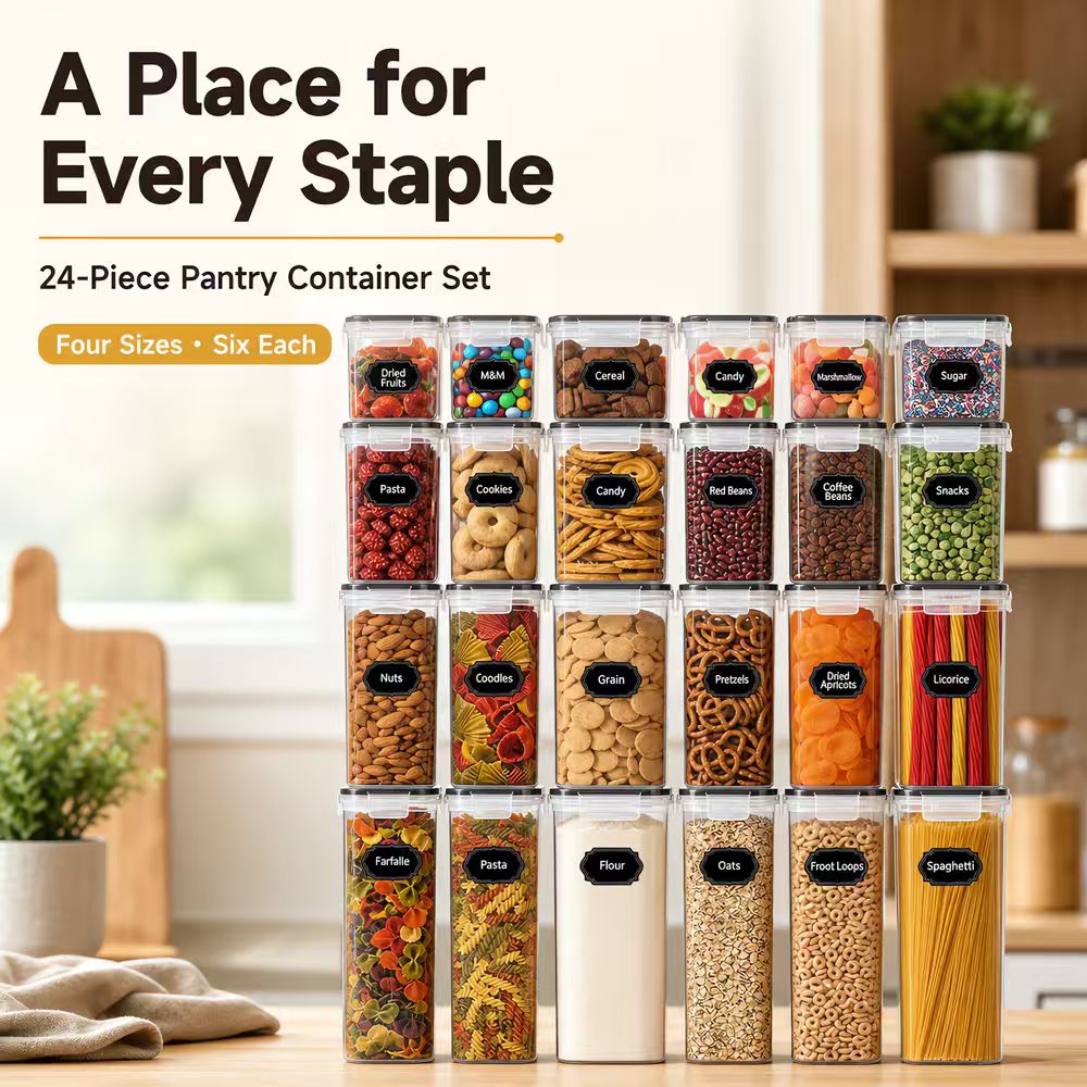 Food Snacks Label - Airtight Food Storage Container Set Clear
