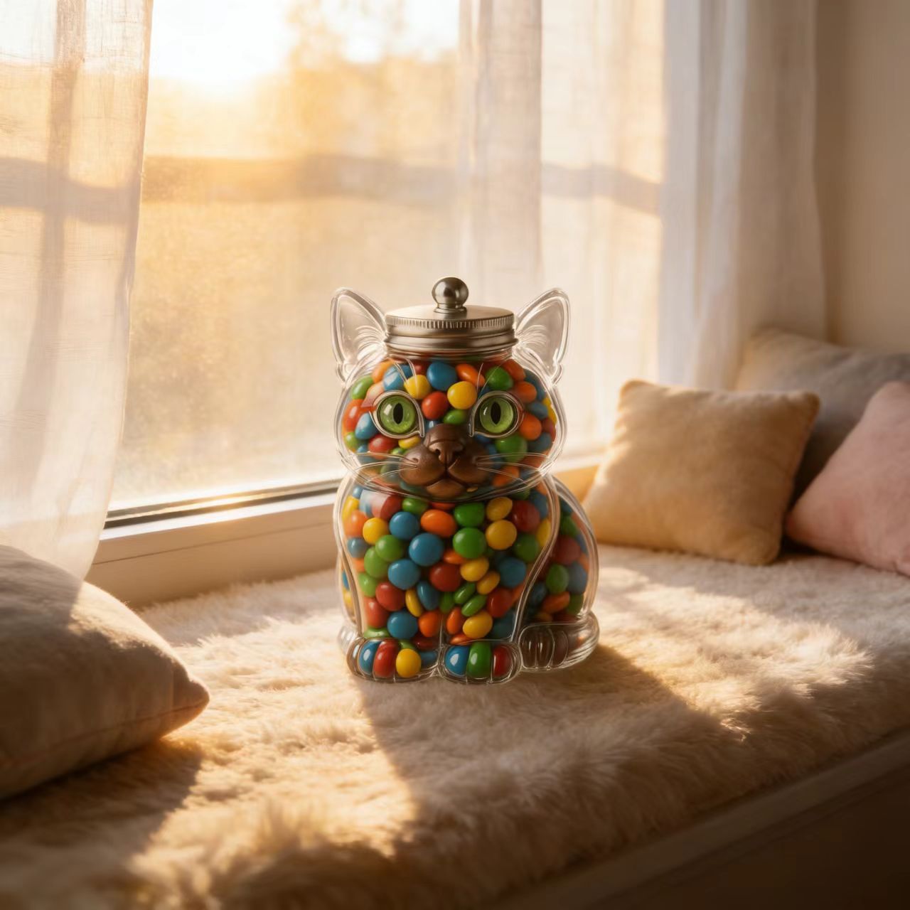 Cute Cat Shaped Glass Candy Ja - Food Snacks Candy ulasan dan harga