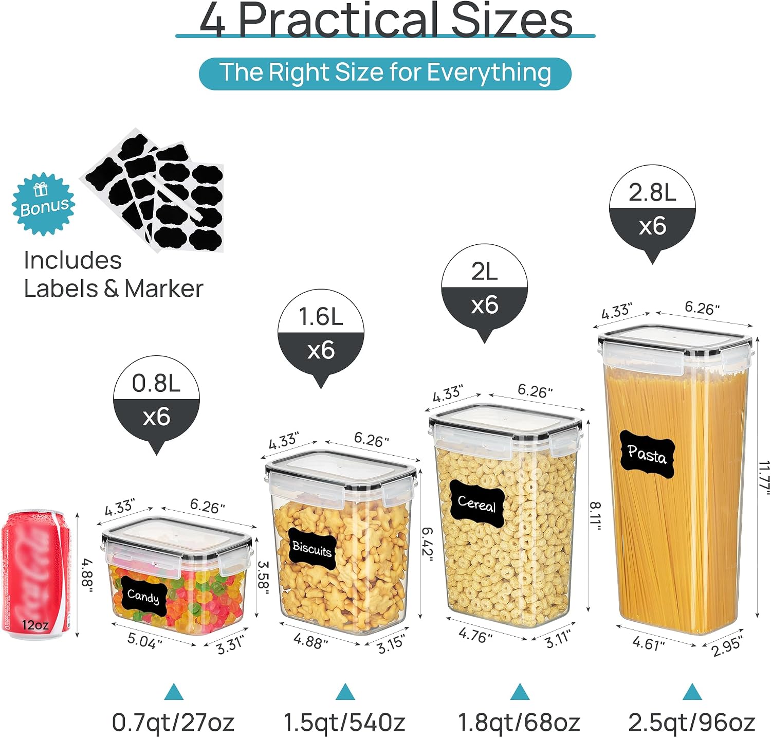 Vtopmart Airtight Food Storage - Food Snacks Label ulasan dan harga