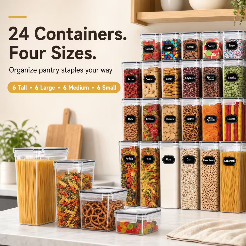 Airtight Food Storage Containe - Food Snacks Label ulasan dan harga