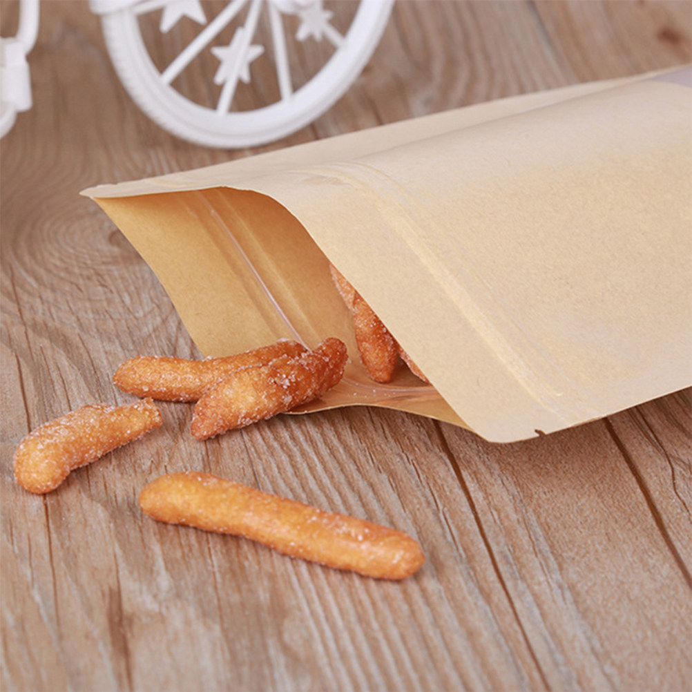 50Pcs Kraft Paper Zipper Seale - Food With Snacks ulasan dan harga