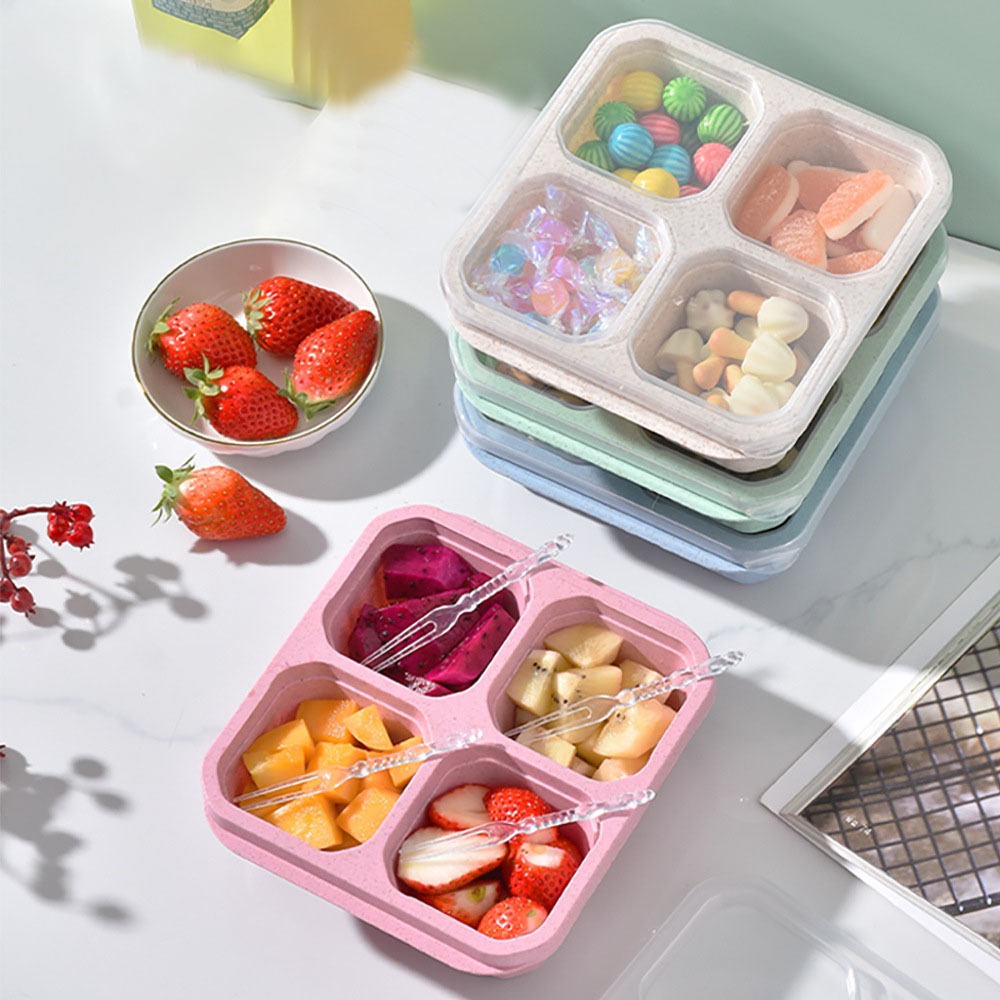 1pc Reusable Wheat Straw 4 Com - Food Prep Snacks ulasan dan harga