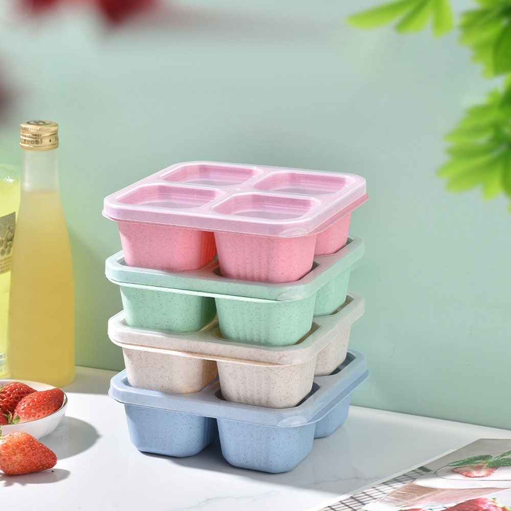 1pc Reusable Wheat Straw 4 Com - Food Prep Snacks ulasan dan harga
