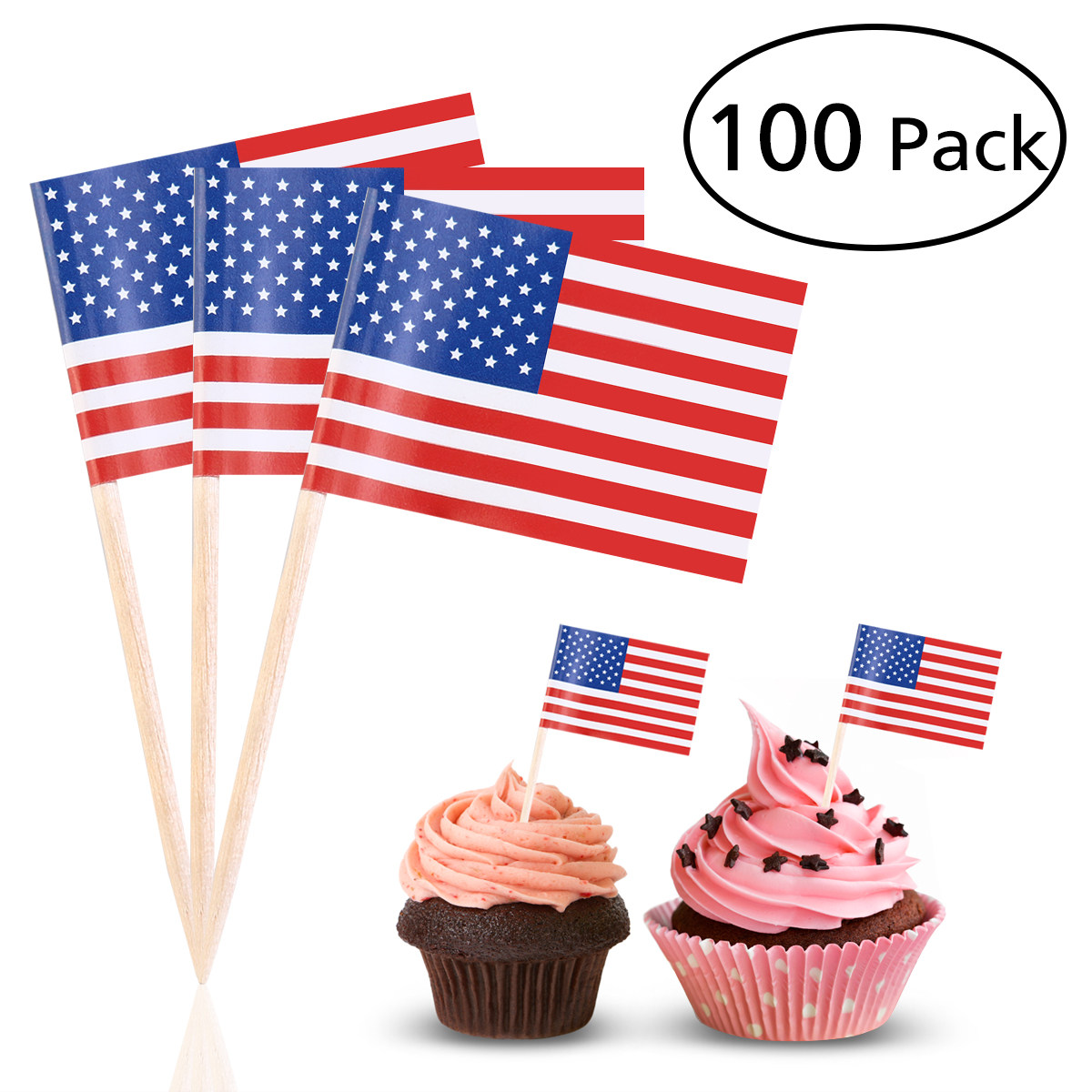 100Pcs American Flag Picks 2.5 - Food Snacks For Party ulasan dan harga
