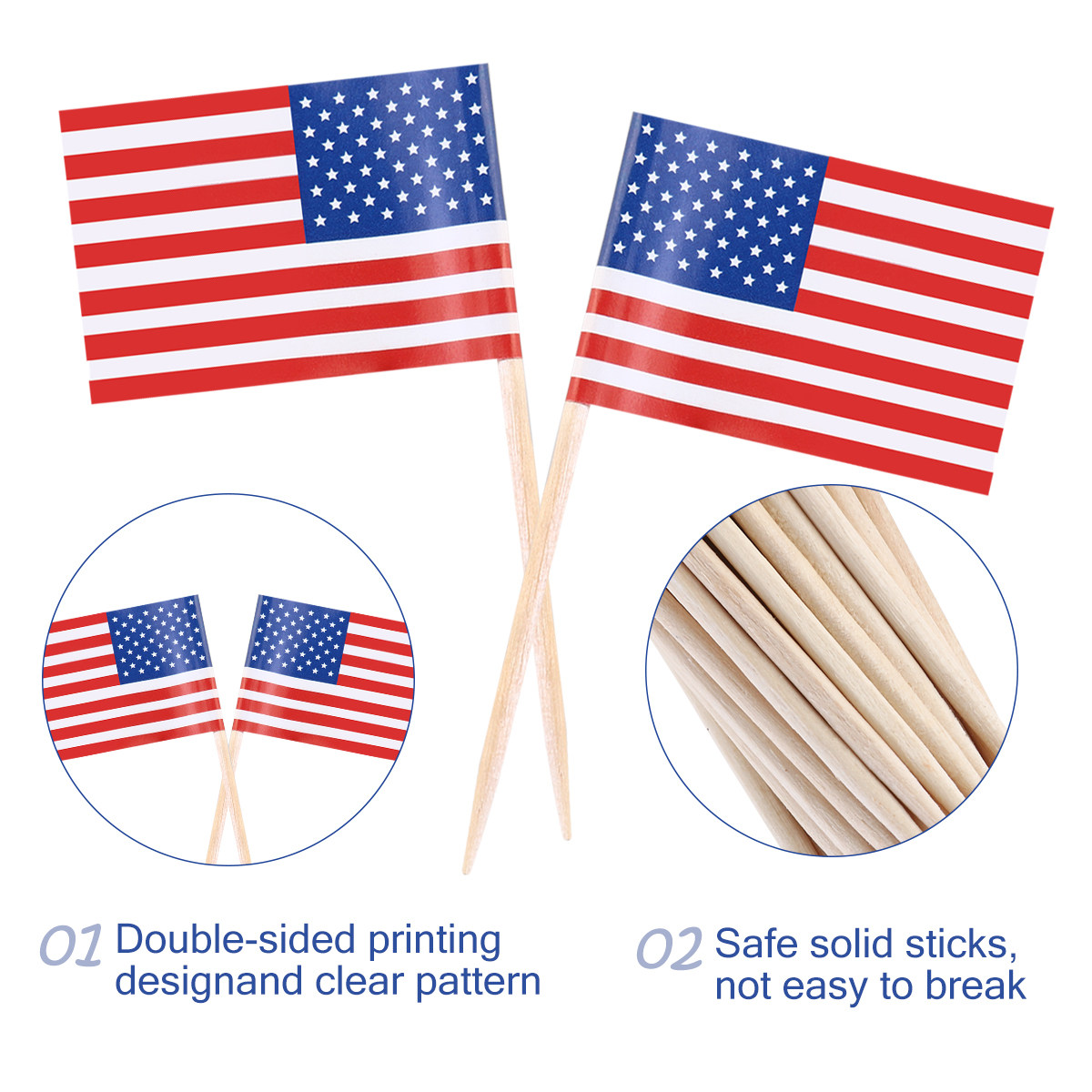 100Pcs American Flag Picks 2.5 - Food Snacks For Party ulasan dan harga