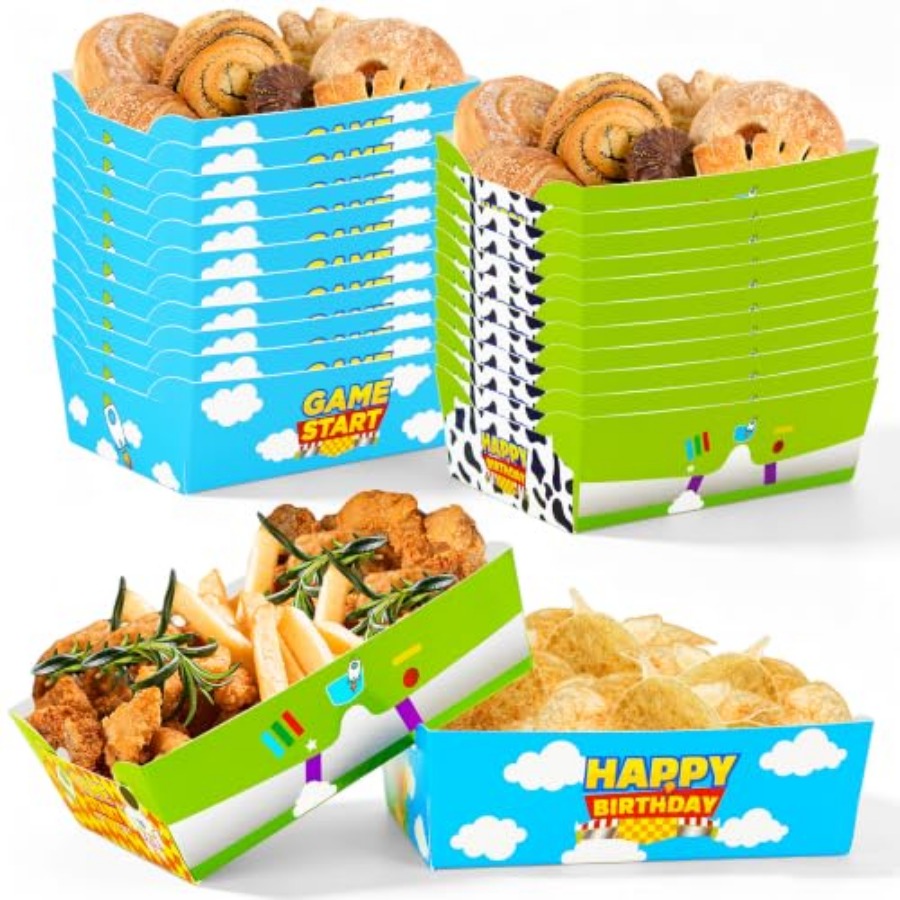 24 Pcs Cartoon Paper Food Tray - Food Snacks For Party ulasan dan harga