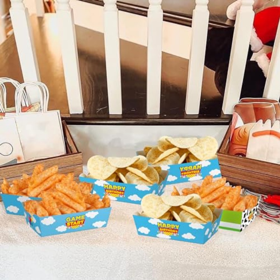 24 Pcs Cartoon Paper Food Tray - Food Snacks For Party ulasan dan harga