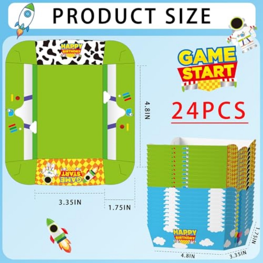 24 Pcs Cartoon Paper Food Tray - Food Snacks For Party ulasan dan harga