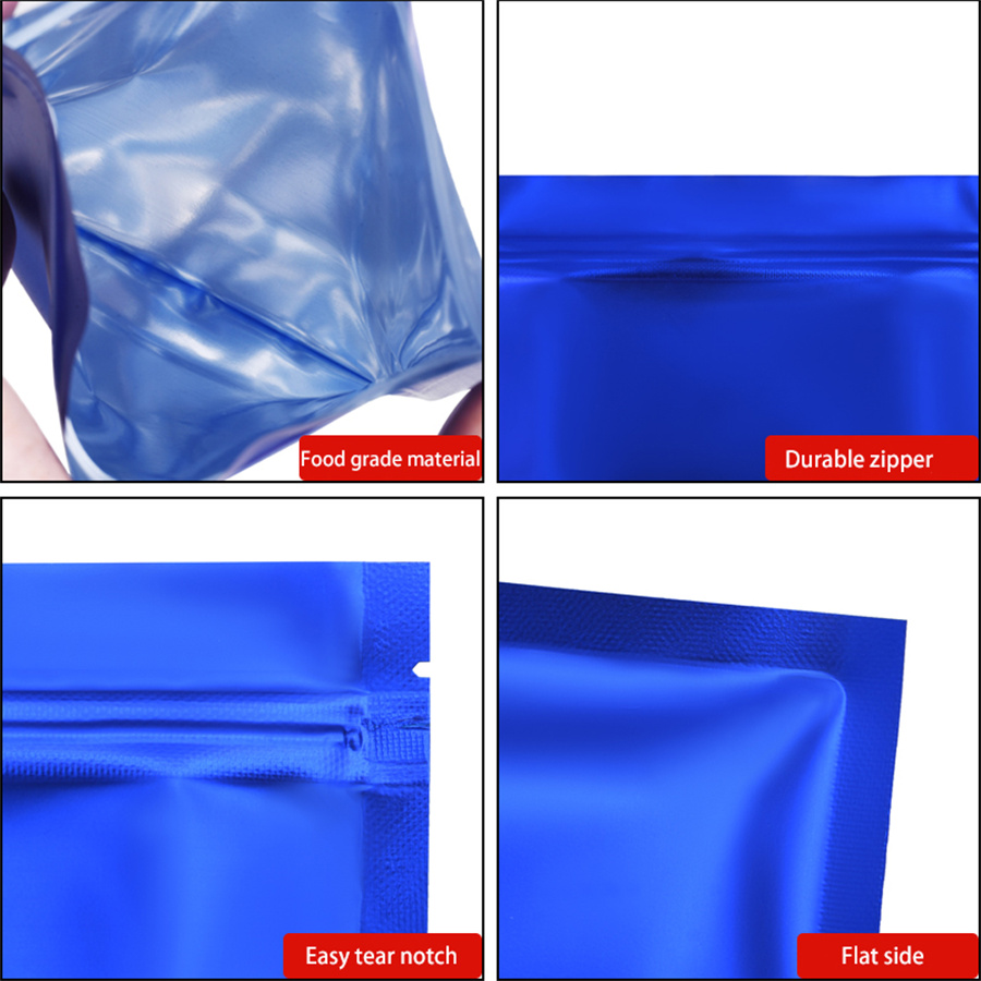 100pcs Matte Blue Foil Zipper  - Food With Snacks ulasan dan harga