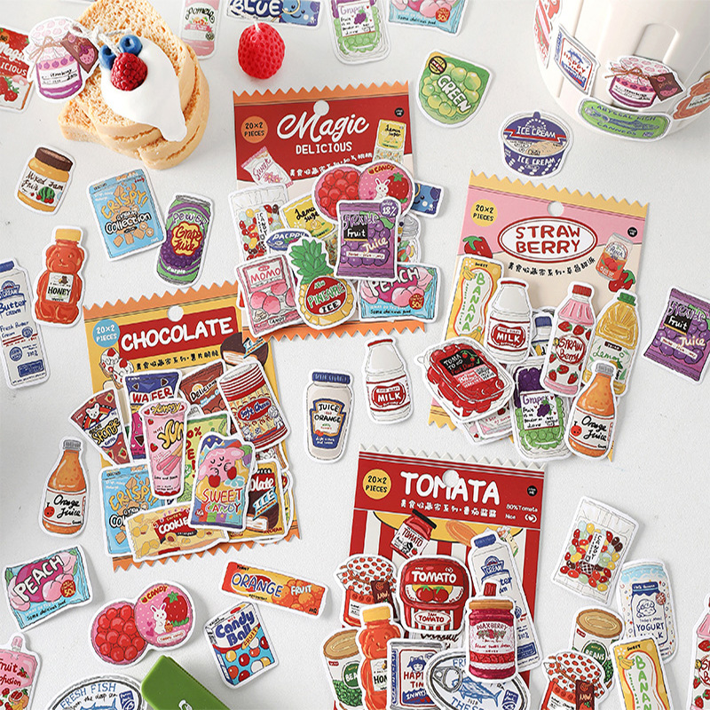 Cute Food Stickers Fast Food S - Food Snacks Label ulasan dan harga