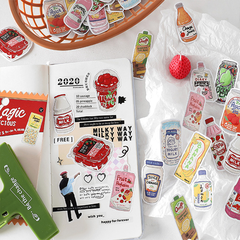 Cute Food Stickers Fast Food S - Food Snacks Label ulasan dan harga