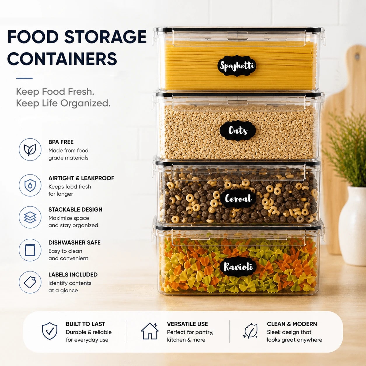 8PCS Airtight Food Storage Con - Food Snacks Label ulasan dan harga