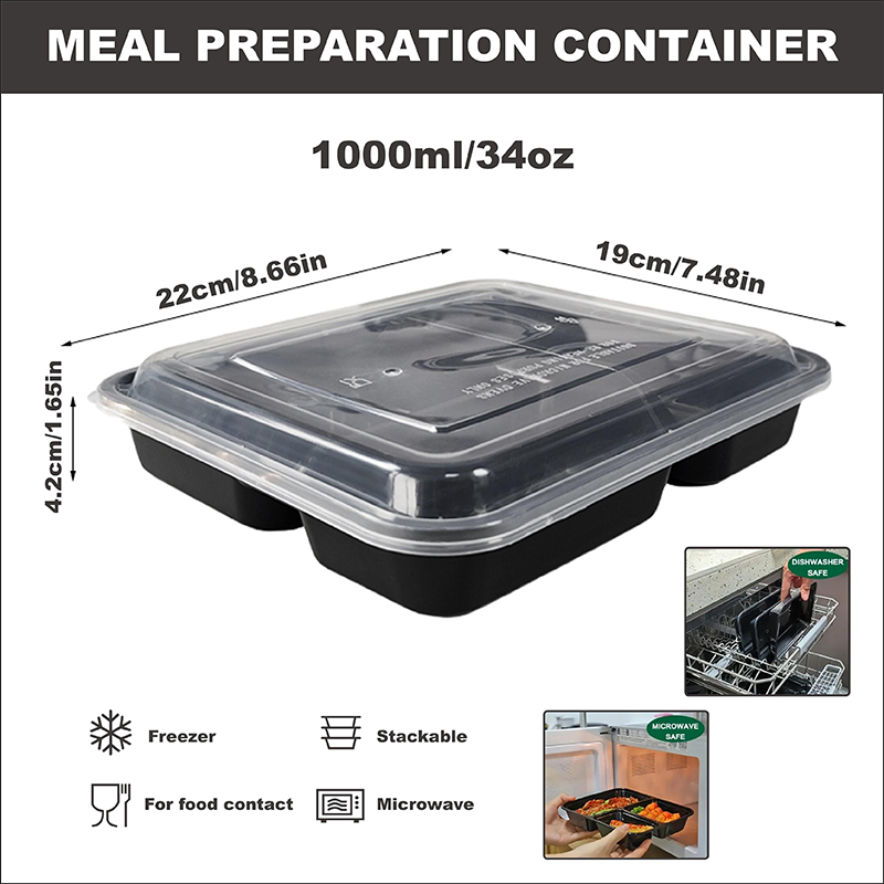 3-Compartment 34 Oz/1000 Ml, 1 - Food Prep Snacks ulasan dan harga